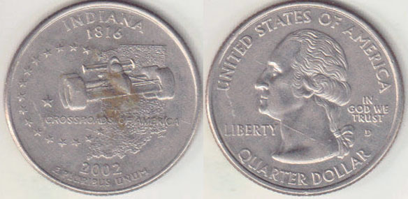 2002 D USA Quarter Dollar (Indiana) A008066